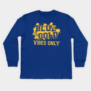 Blue and Gold Game Day Group For High School Football Fans Kids Long Sleeve T-Shirt